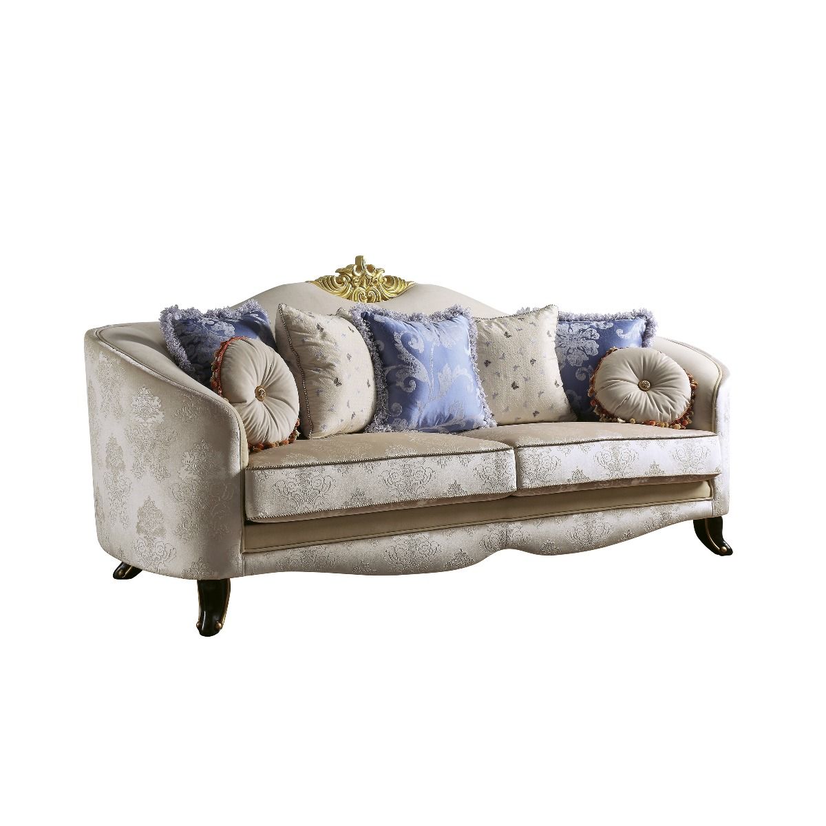 Sheridan Cream Fabric Sofa w/7 Pillows