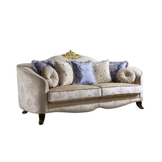 Sheridan Cream Fabric Sofa w/7 Pillows