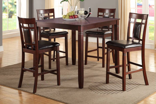 5-Pc Cherry Cashew Wood Counter Height Set