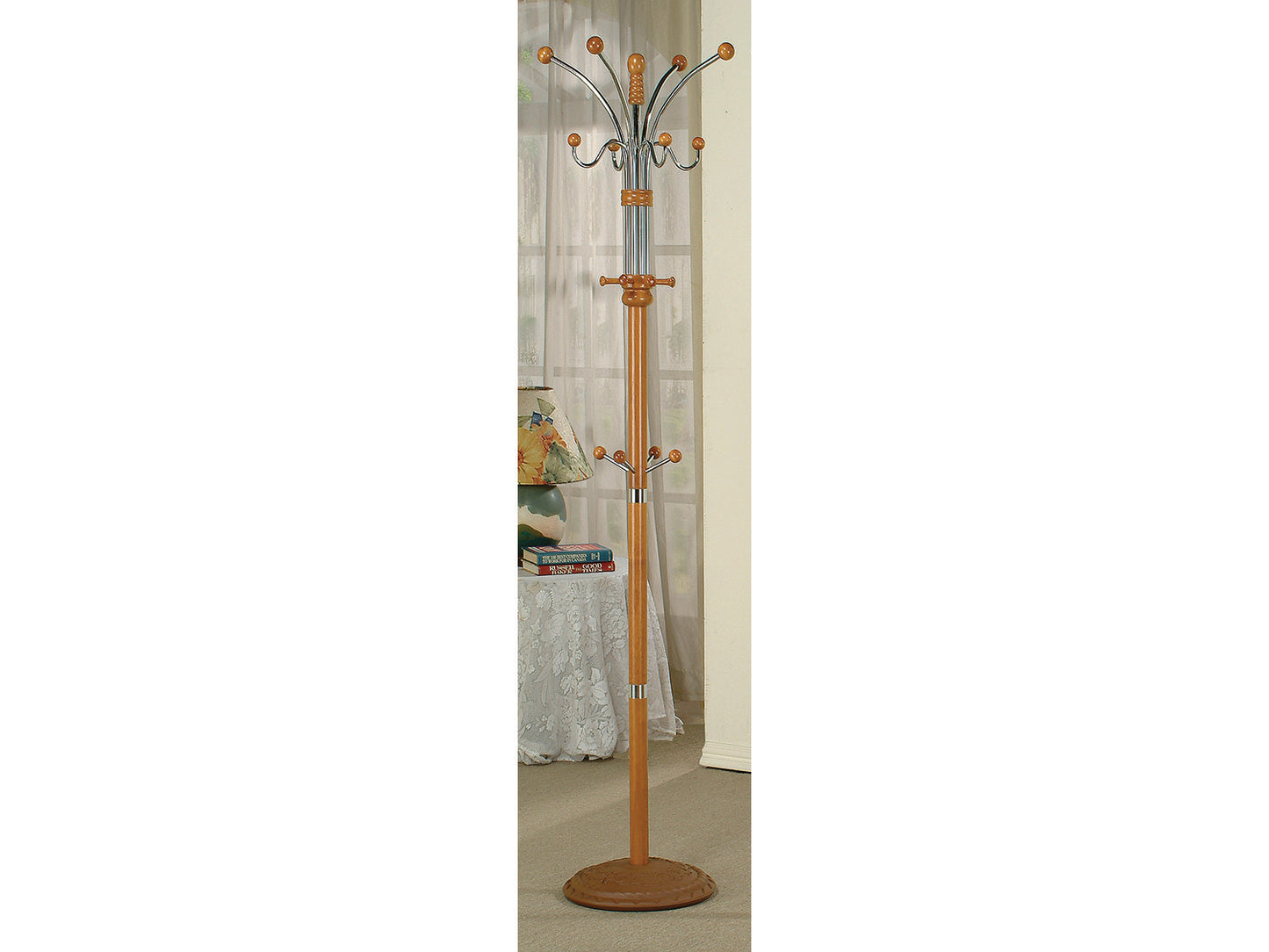 Coat Rack Metal & Wood Ornaments - GracePalaceFurniture