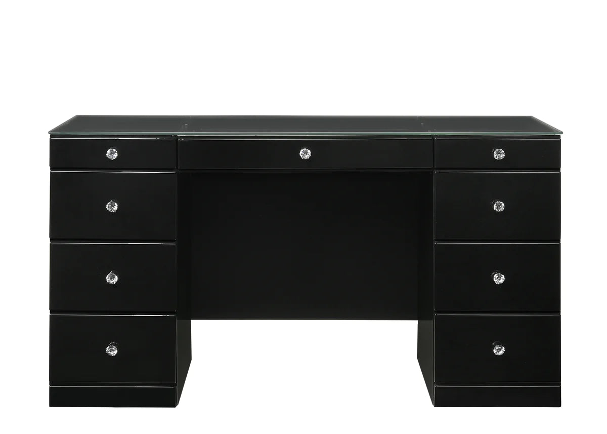 Avery LED Lights Vanity Set in Black by Crown Mark
