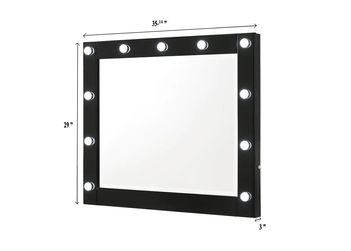 Avery LED Lights Vanity Set in Black by Crown Mark