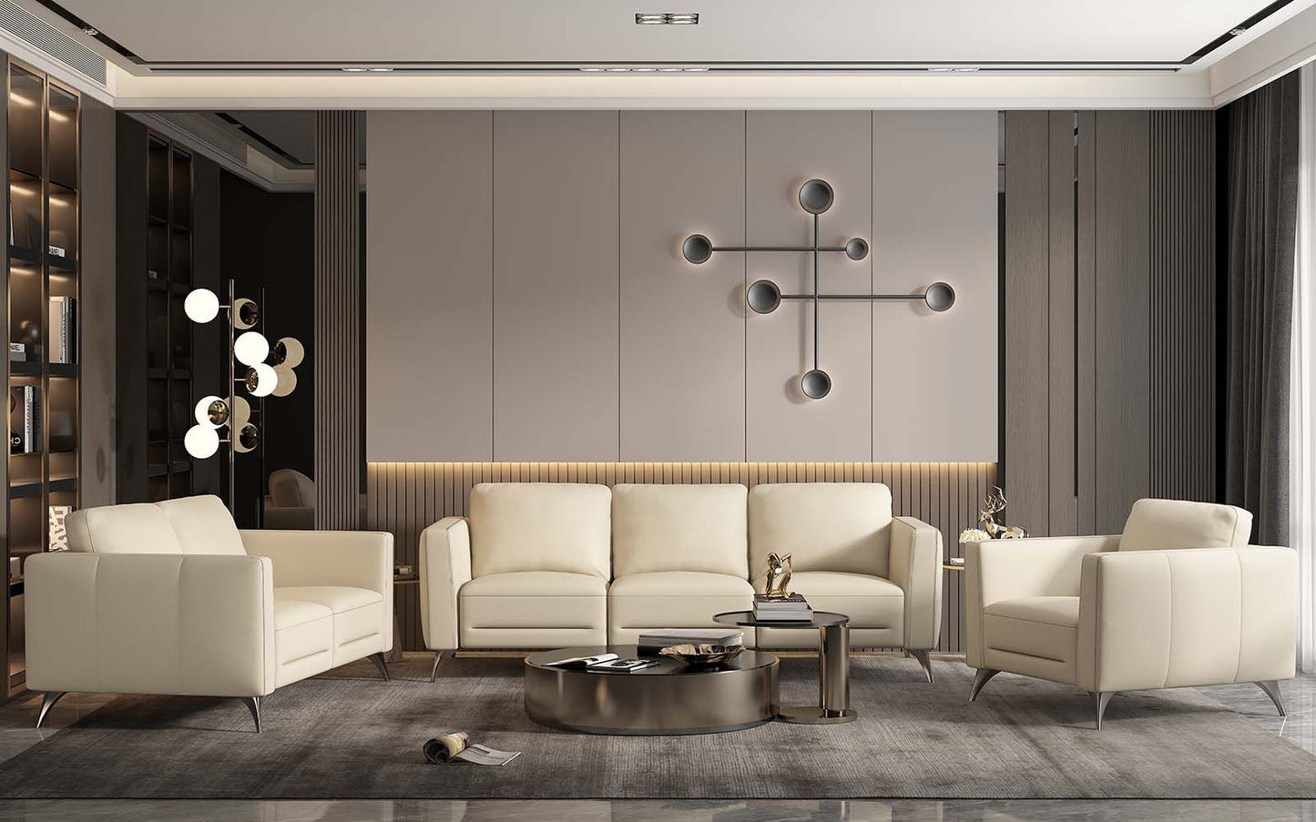 Malaga Cream Leather Sofa