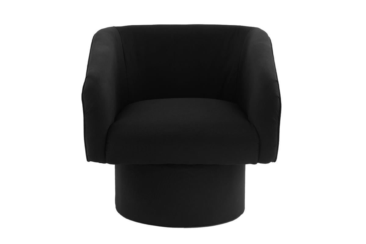 Poundex Upholstered Swivel Accent Chair Round Base, Black
