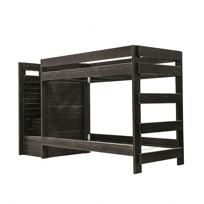 Twin/Twin Bunk Bed Rustic - Black - Pine Wood