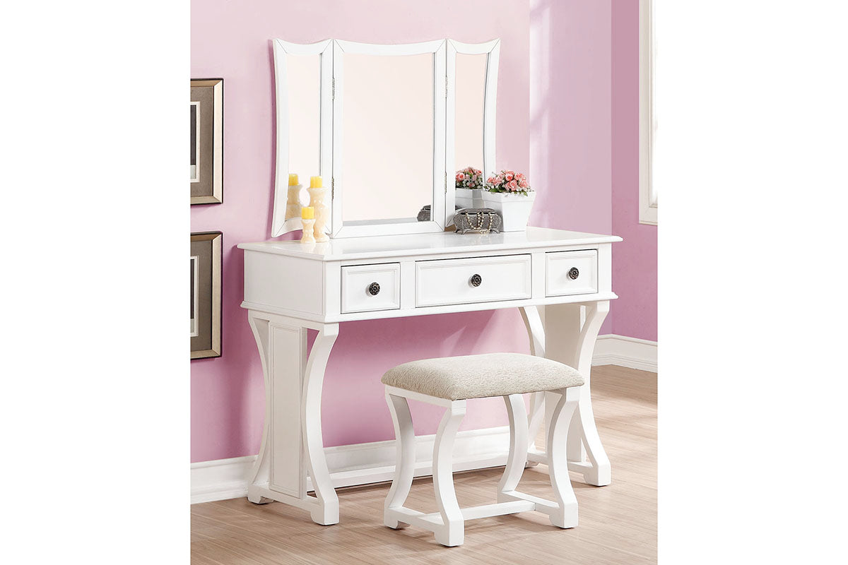 Bobkona Edna Vanity Set with Mirror and Stool
