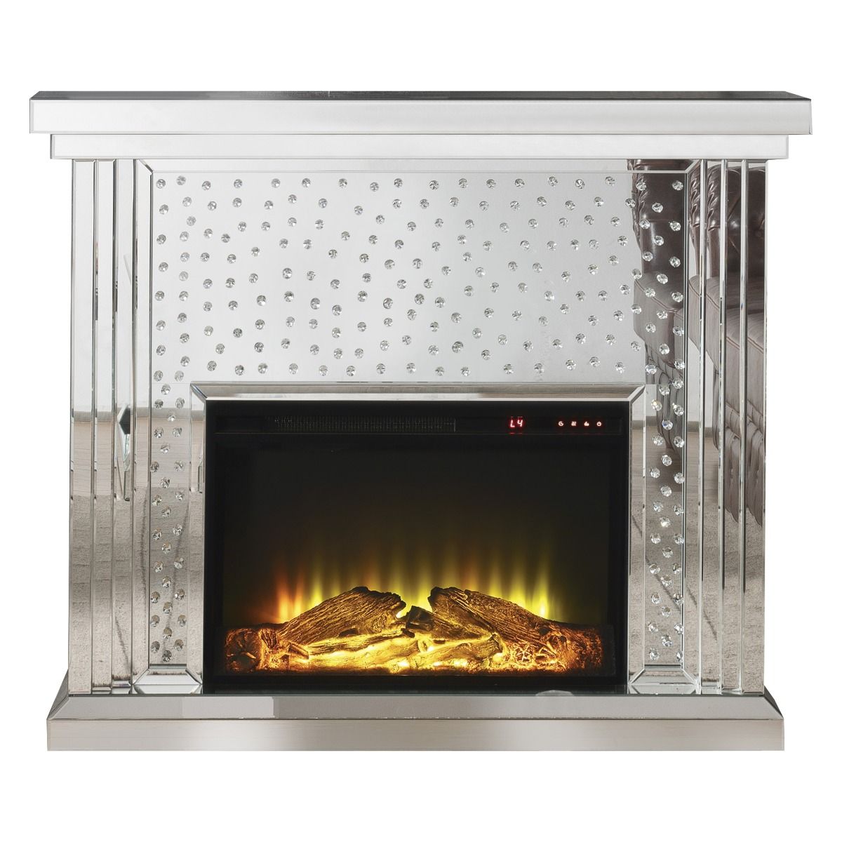 Acme Furniture Nysa Fireplace in Mirrored & Faux Crystals