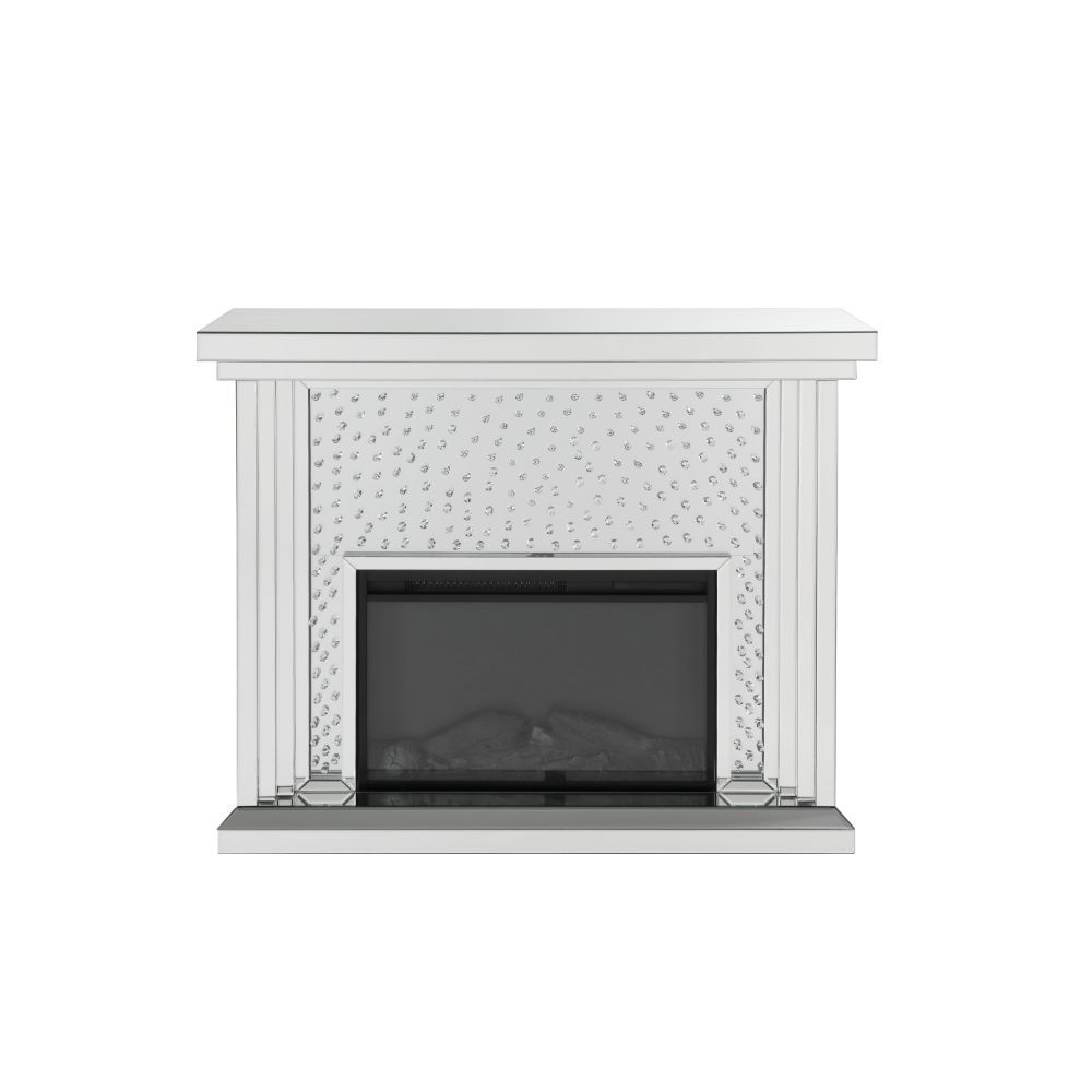 Acme Furniture Nysa Fireplace in Mirrored & Faux Crystals