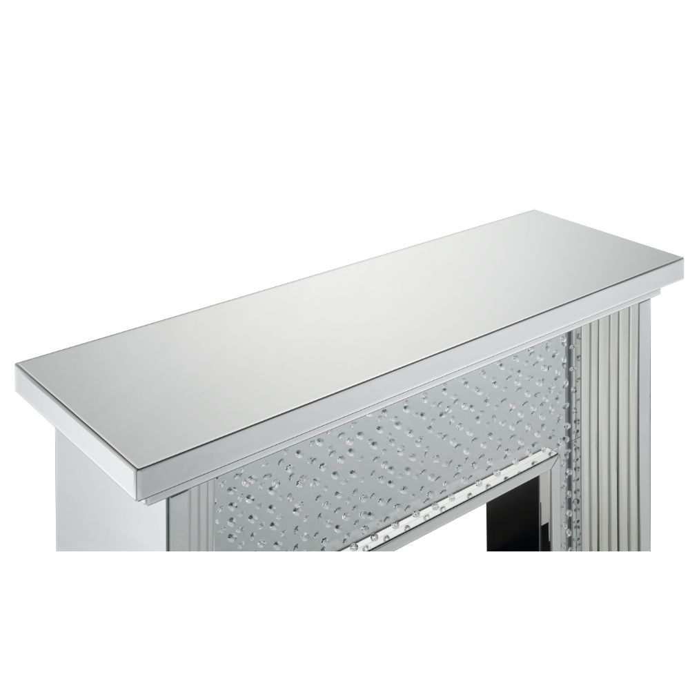 Acme Furniture Nysa Fireplace in Mirrored & Faux Crystals