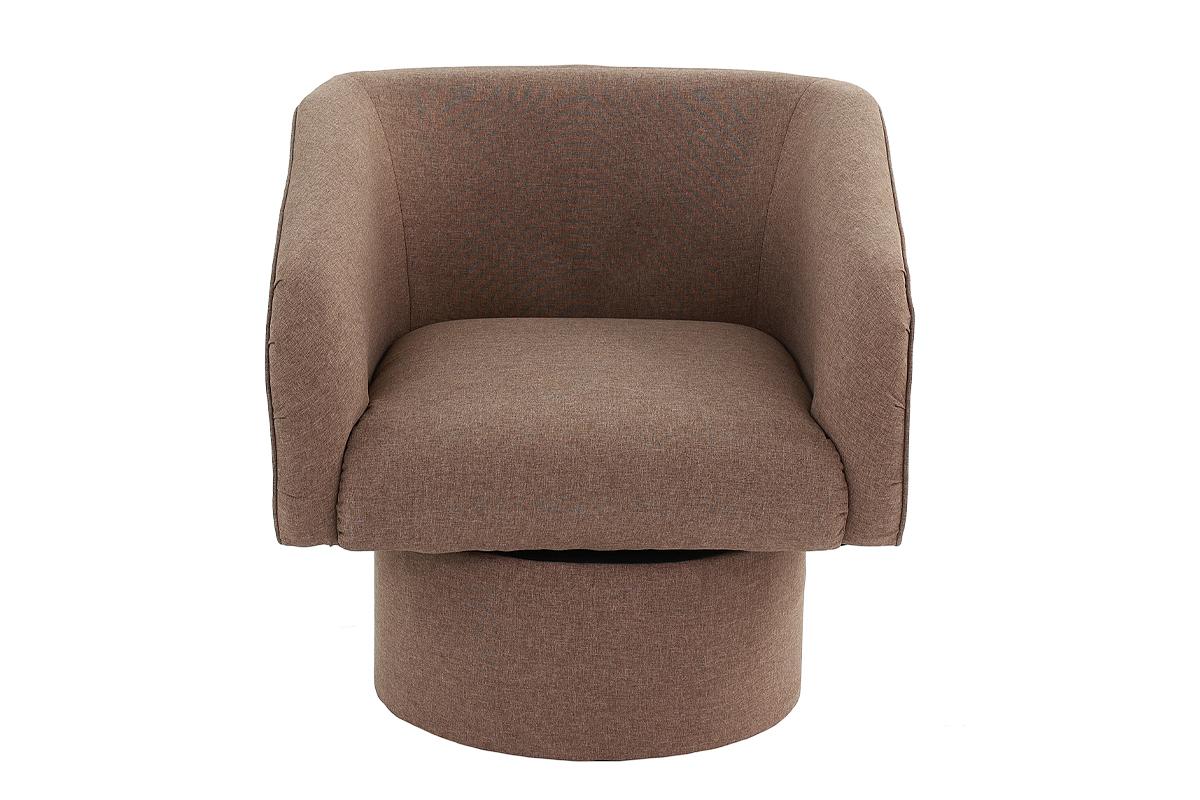 Poundex Upholstered Swivel Accent Chair Round Base, Light Coffee