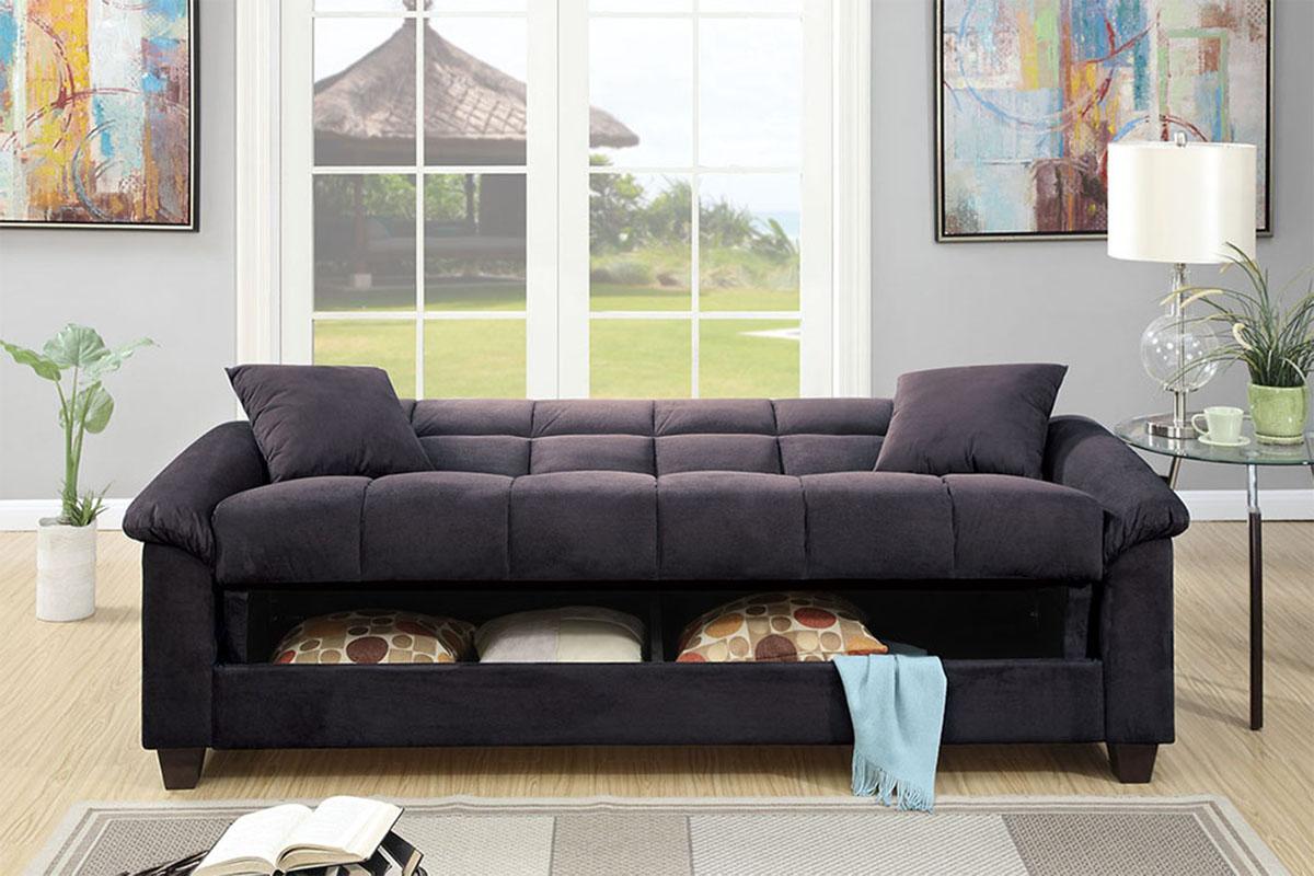 Dark Grey Futon With Flip up Compartment