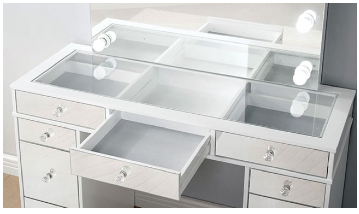 Margret White Gray Vanity Set