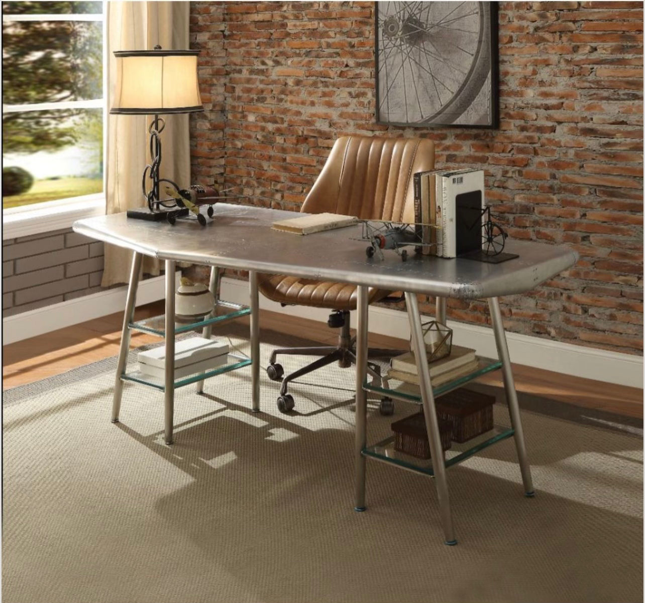 Brancaster Desk in Aluminum