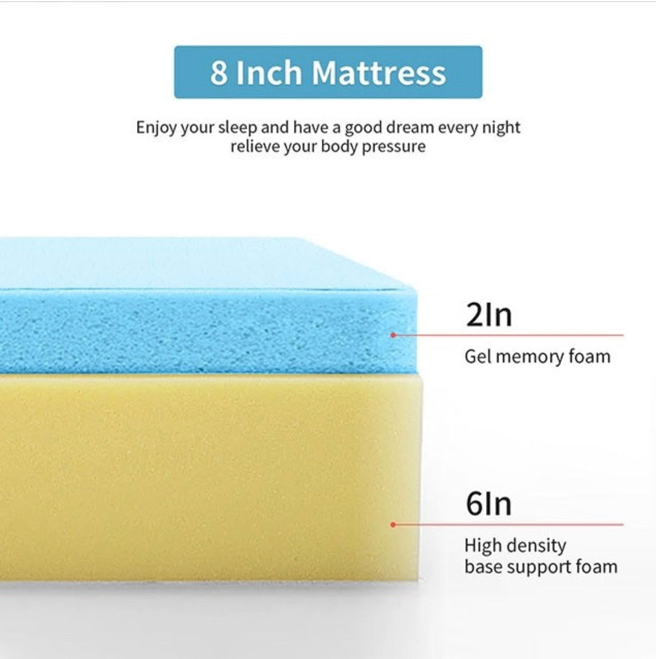 8" memory foam mattress certified by CertiPUR-US - GracePalaceFurniture