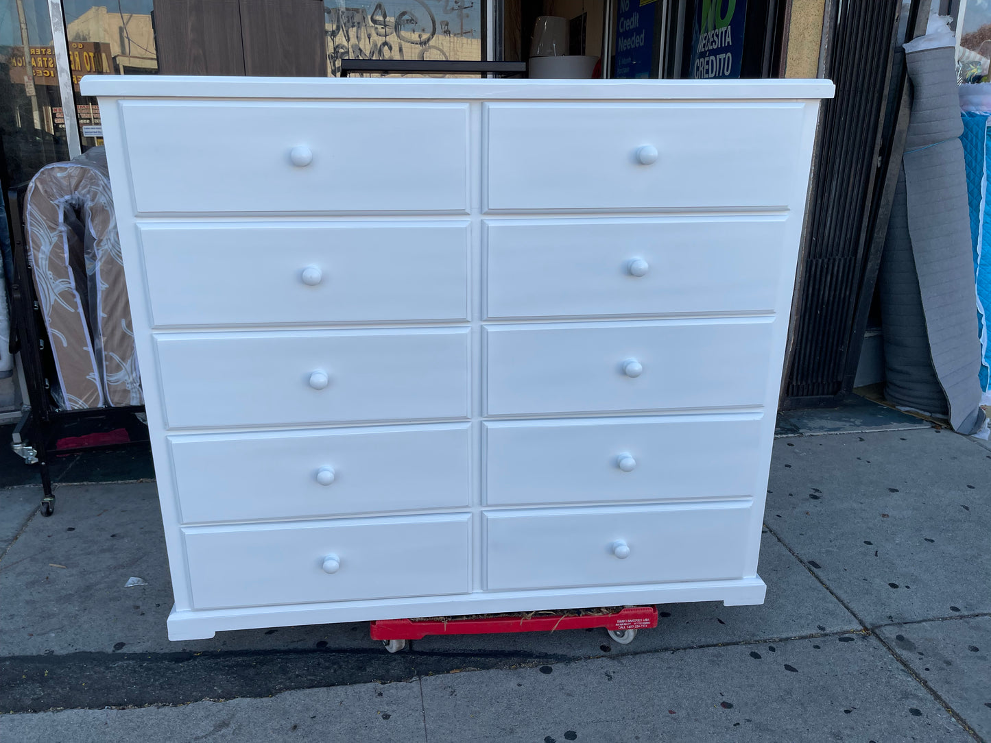 Pine Wood Double Chest Dresser White.