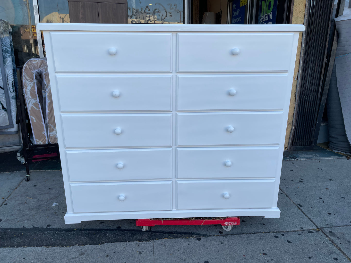 Pine Wood Double Chest Dresser White.
