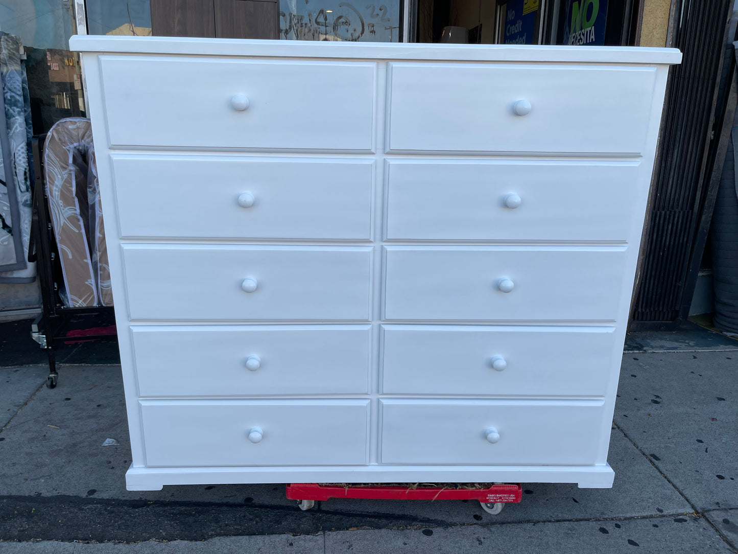 Pine Wood Double Chest Dresser White.