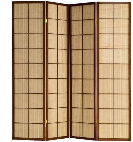 3/4 Panel Wood Screen Jute Inlay Cherry - GracePalaceFurniture