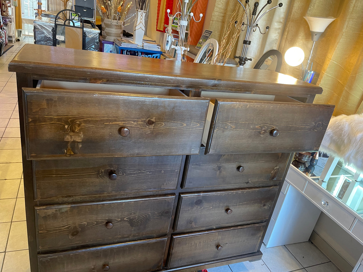 Pine Wood Double Chest Espresso Dresser.