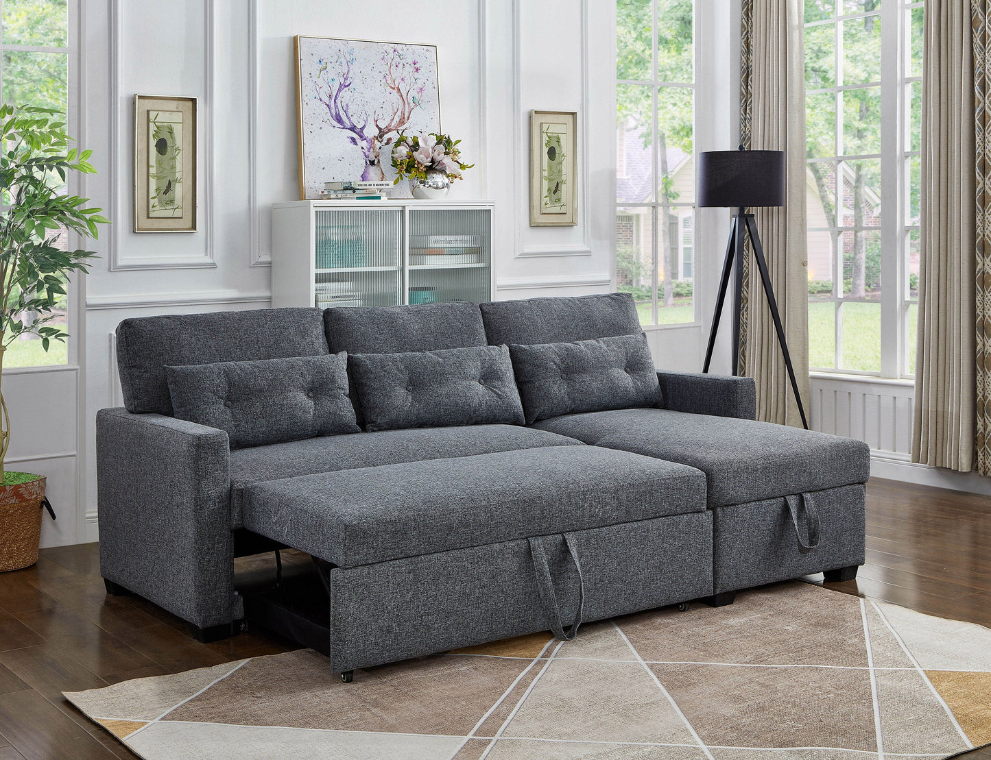 Sectional Sofa with Pullout Sleeper & Chaise Storage