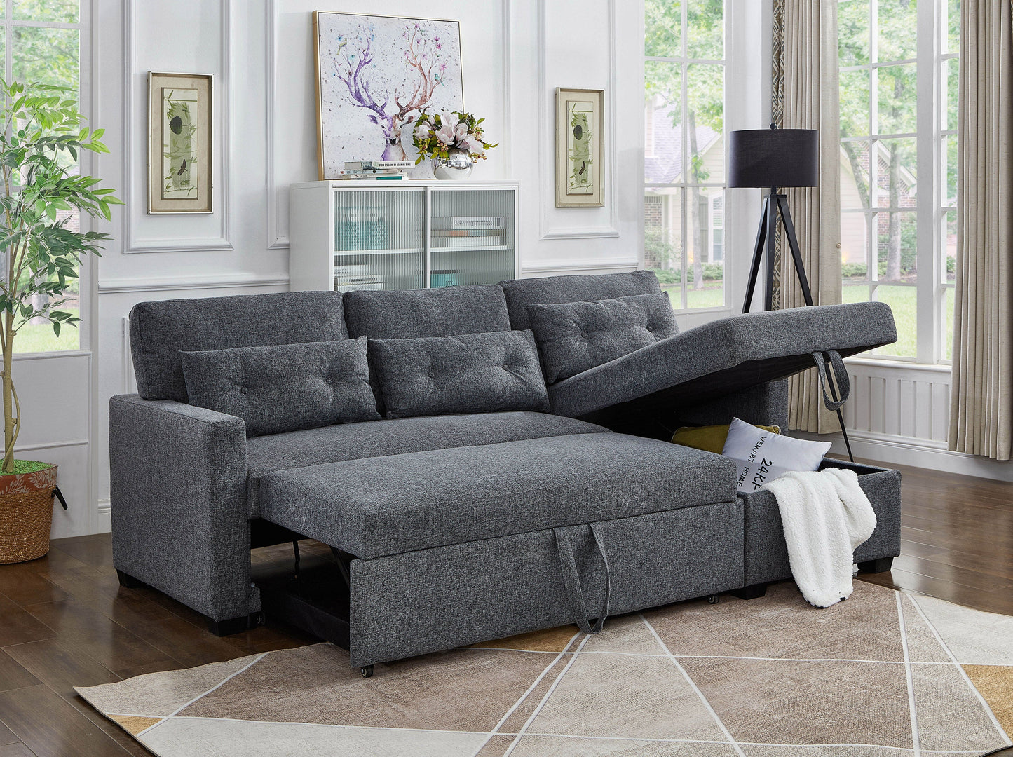 Sectional Sofa with Pullout Sleeper & Chaise Storage