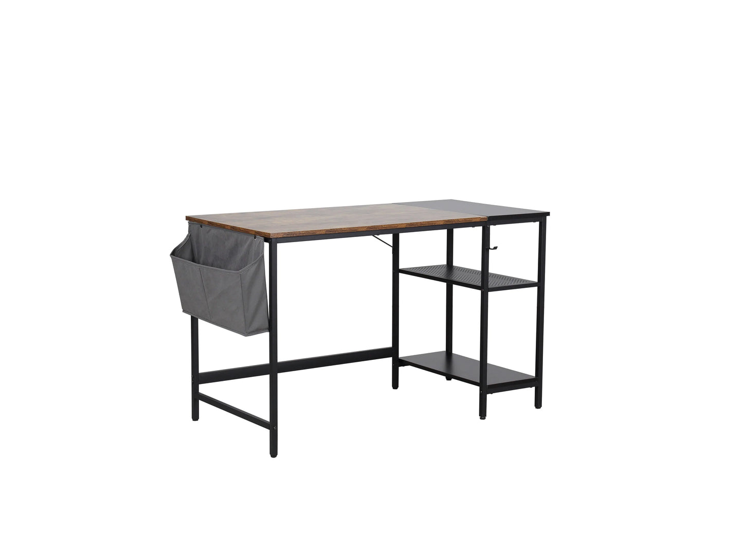Desk with 2 Shelves Metal Legs