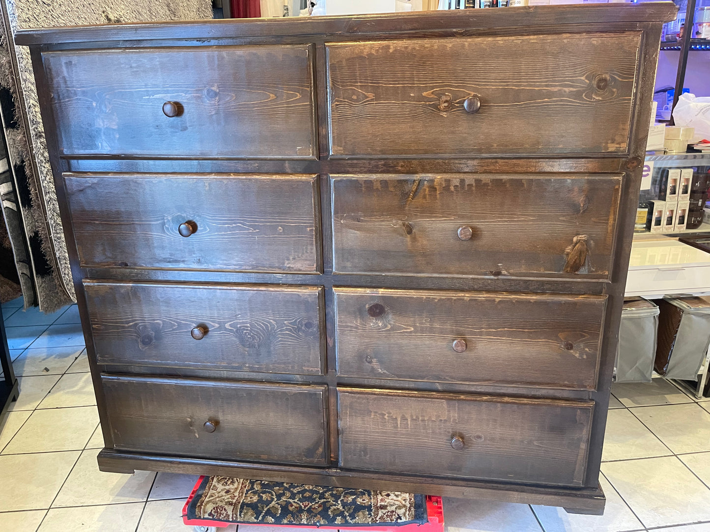 Pine Wood Double Chest Espresso Dresser.