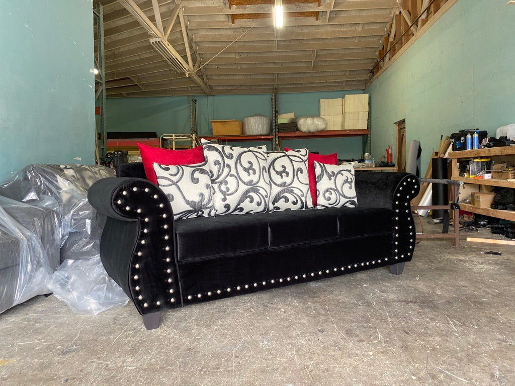 Black an Red Sofa & Love Seat set.