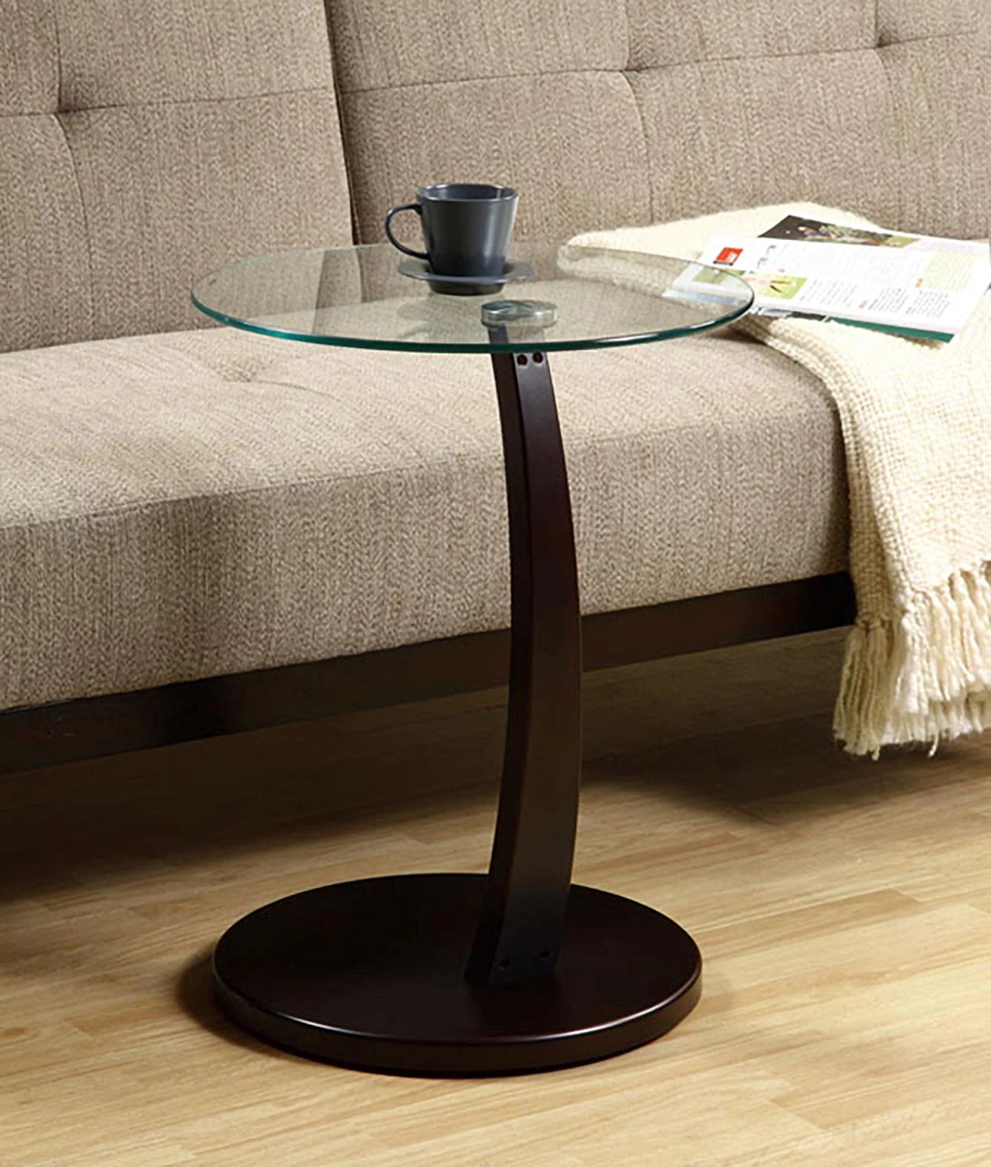 Snack Table Round Glass
