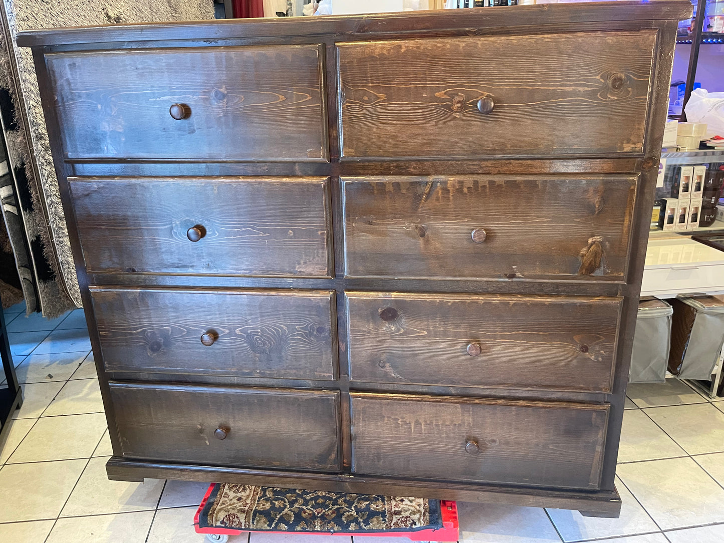 Pine Wood Double Chest Espresso Dresser.