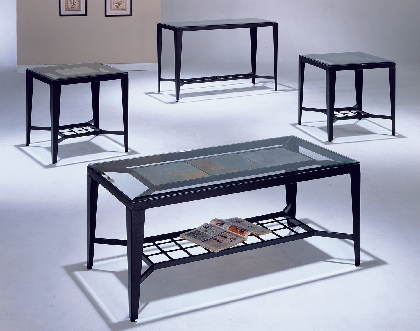 3-PC Pack Cocktail Table Set Natural Slate Deco
