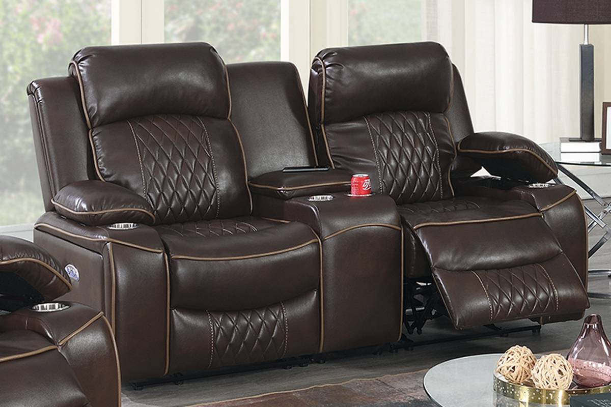 Power Motion Love Seat Brown by Poundex