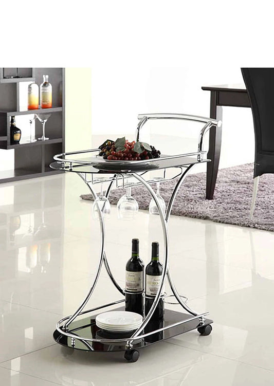 Serving Cart Black Glass