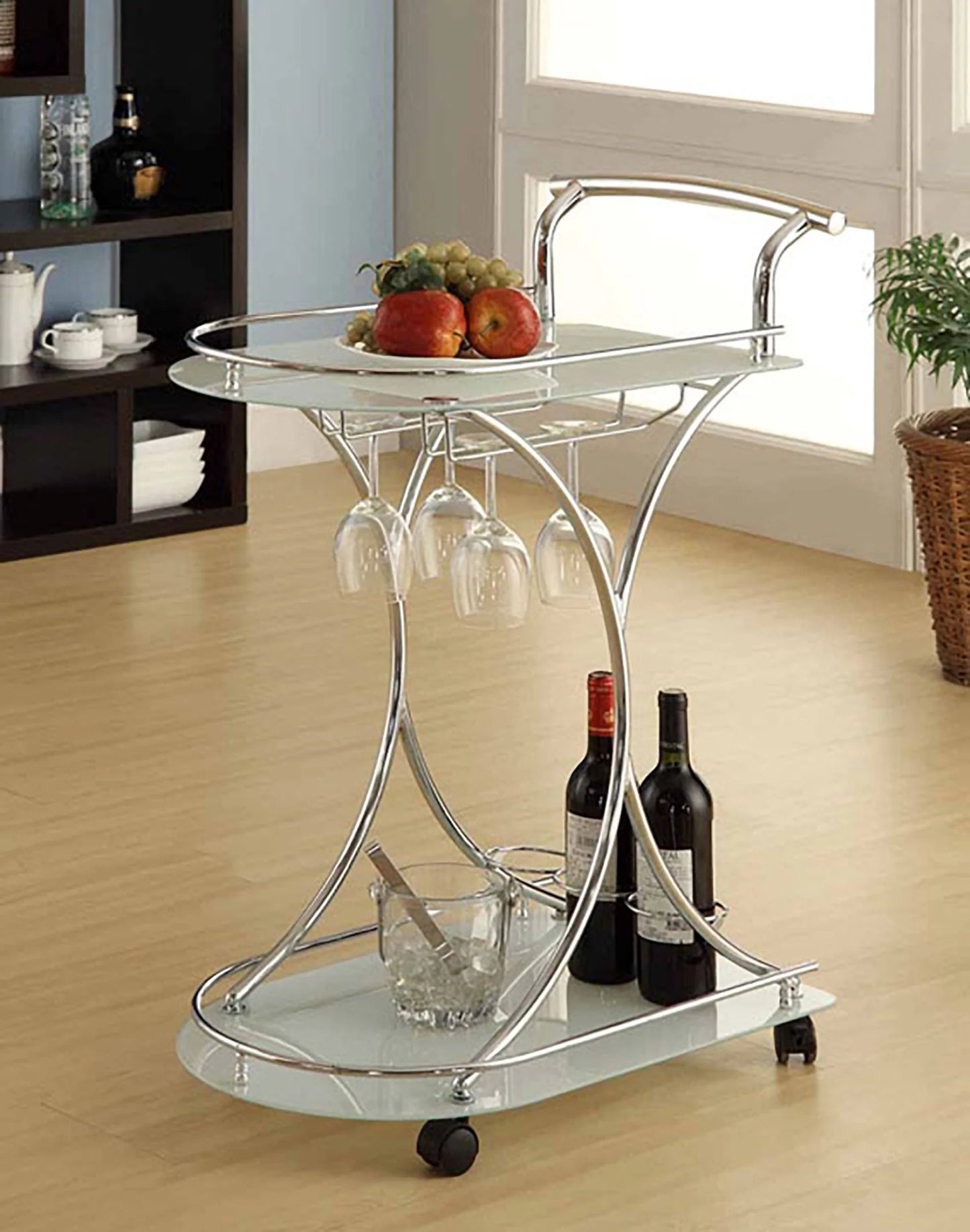 Serving Cart Black Glass