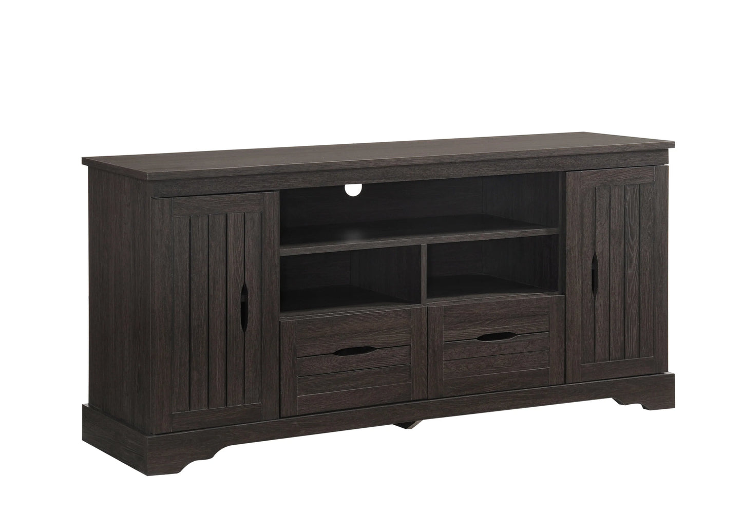 TV Stand 2 Doors & 2 Drawers Espresso Finish
