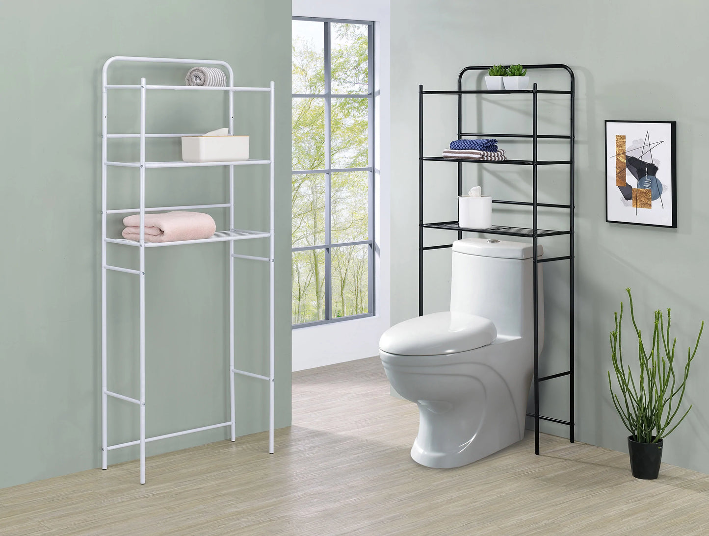 Metal Bathroom Rack Comes in Black or White - GracePalaceFurniture