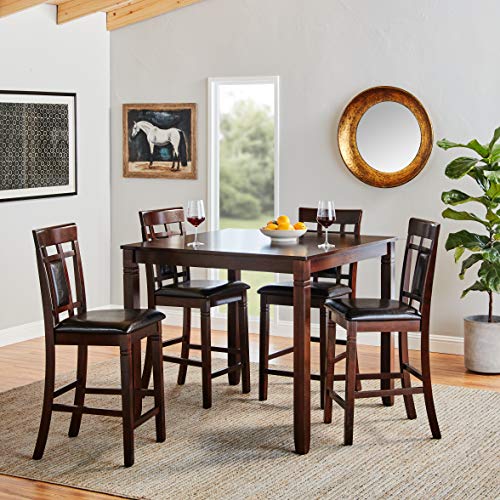 5-Pc Cherry Cashew Wood Counter Height Set