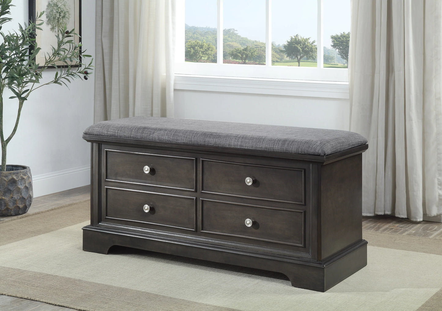 Upholstered Flip Top Storage Bench - GracePalaceFurniture