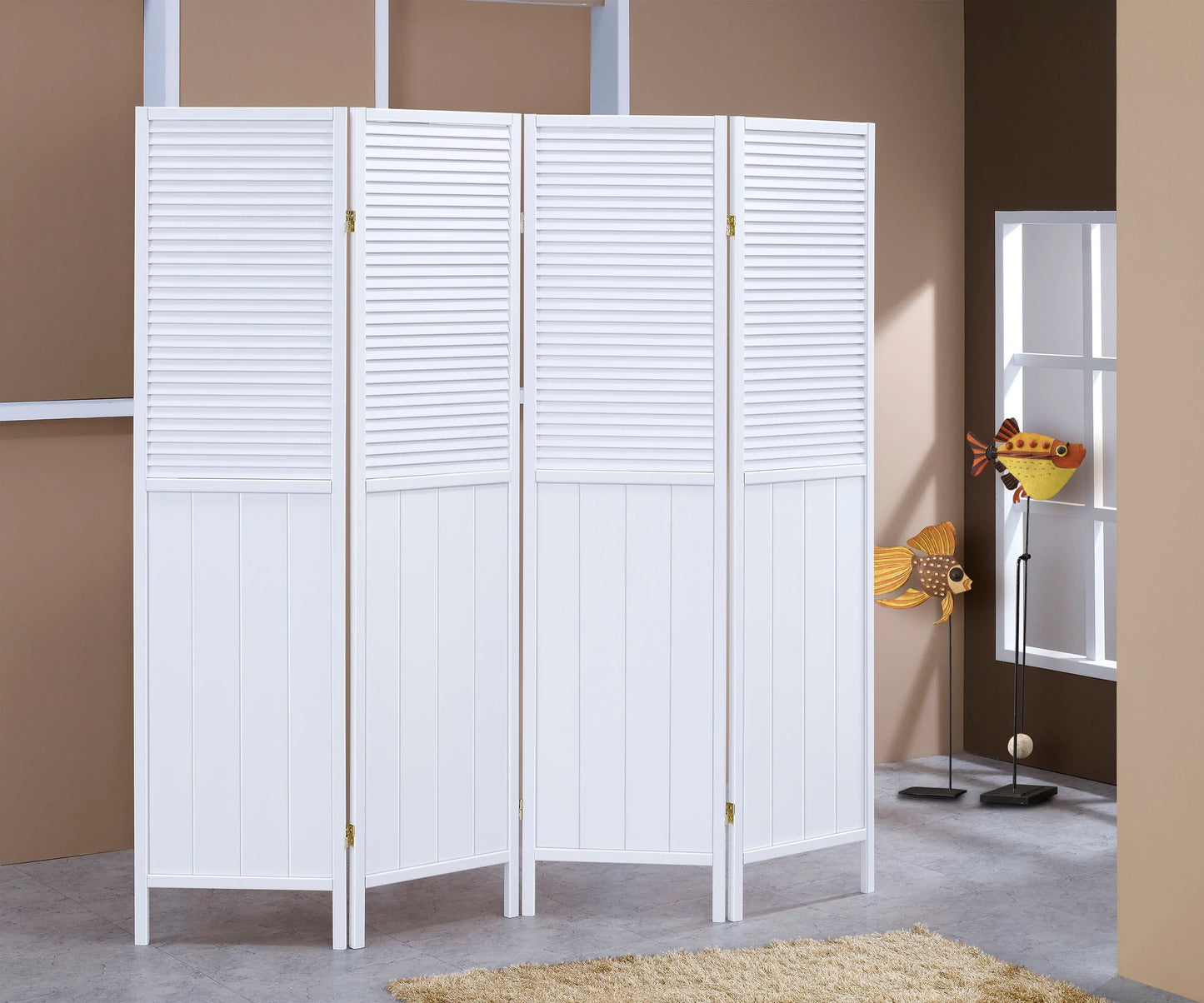 This 4 Panel Wooden Blind Screen - GracePalaceFurniture
