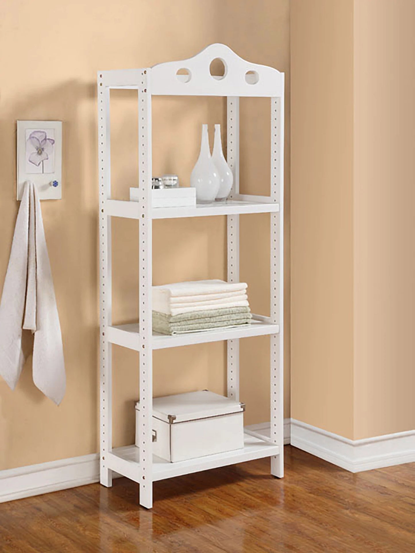 White Wooden Bathroom Rack - GracePalaceFurniture