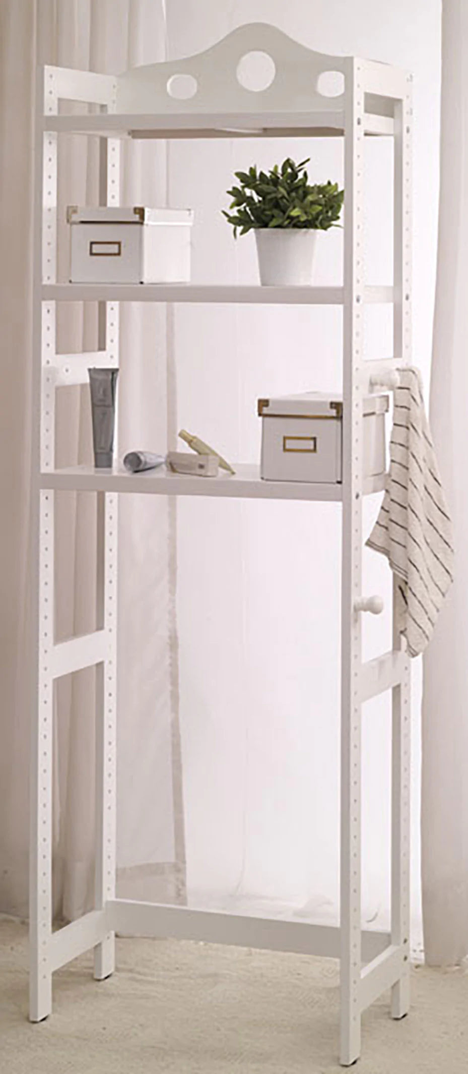 White Wooden Bathroom Rack - GracePalaceFurniture