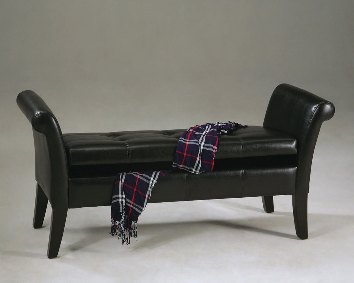Wildon home espresso faux leather storage bedroom bench with arms - GracePalaceFurniture