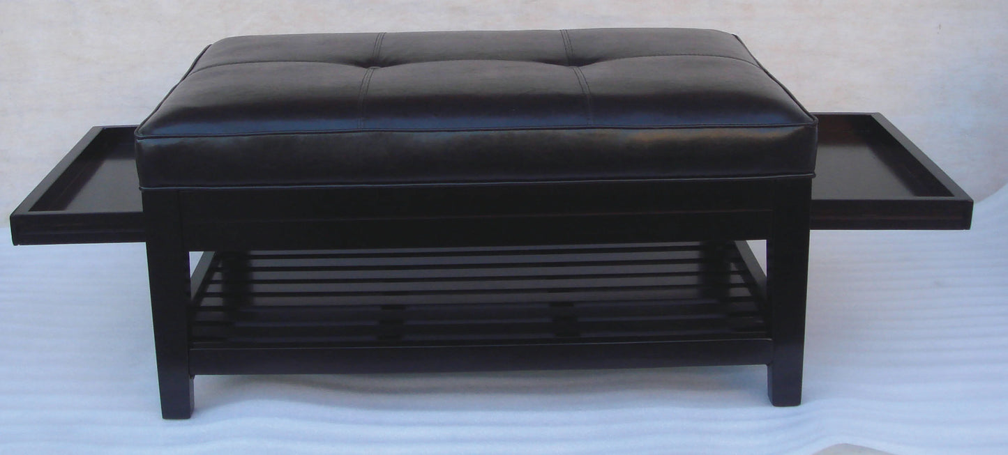 Ottoman / Bench with Pull Out Trays - GracePalaceFurniture