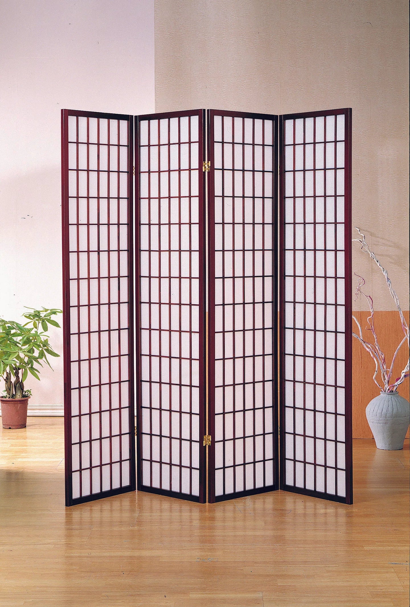 3/4 Panel Shoji Screen Cherry - GracePalaceFurniture