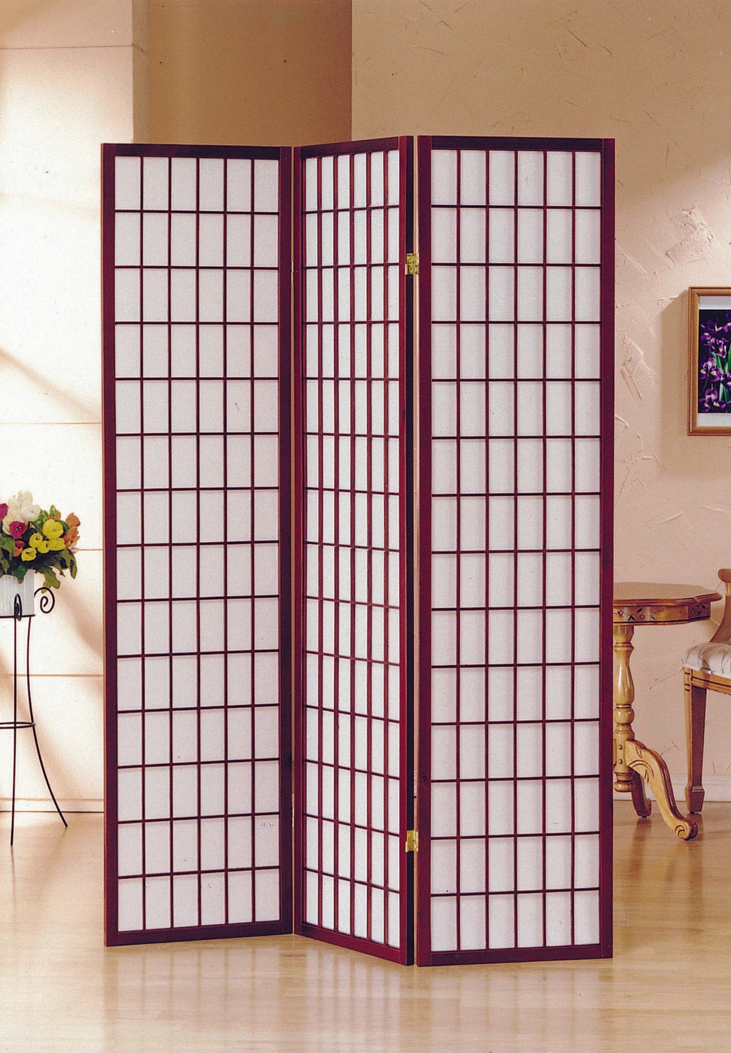 3/4 Panel Shoji Screen Cherry - GracePalaceFurniture