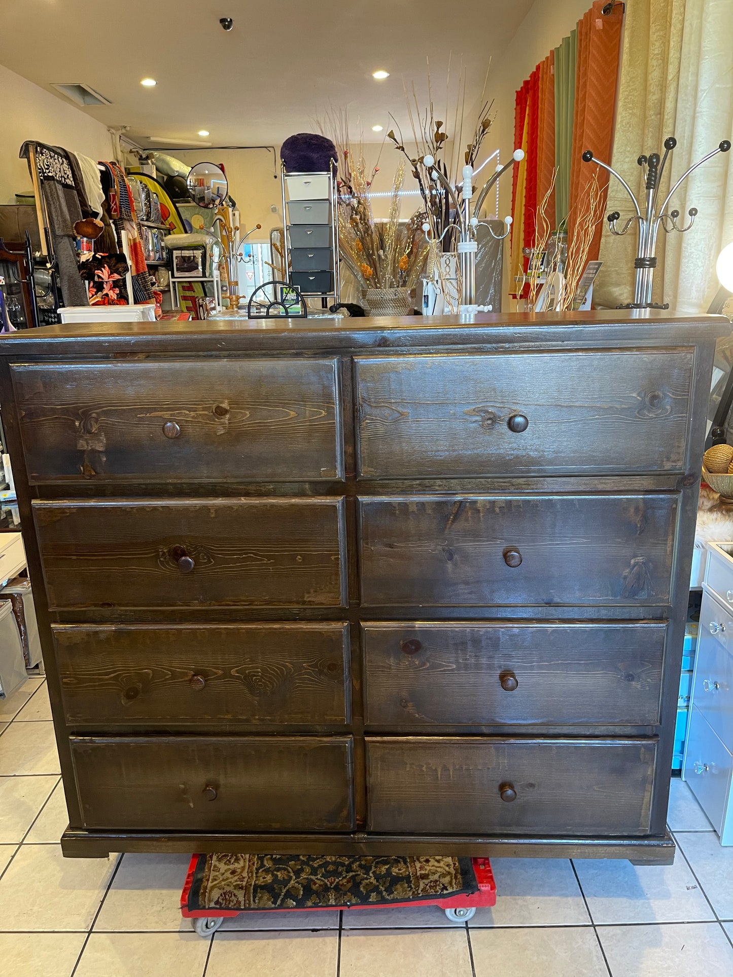 Pine Wood Double Chest Espresso Dresser.