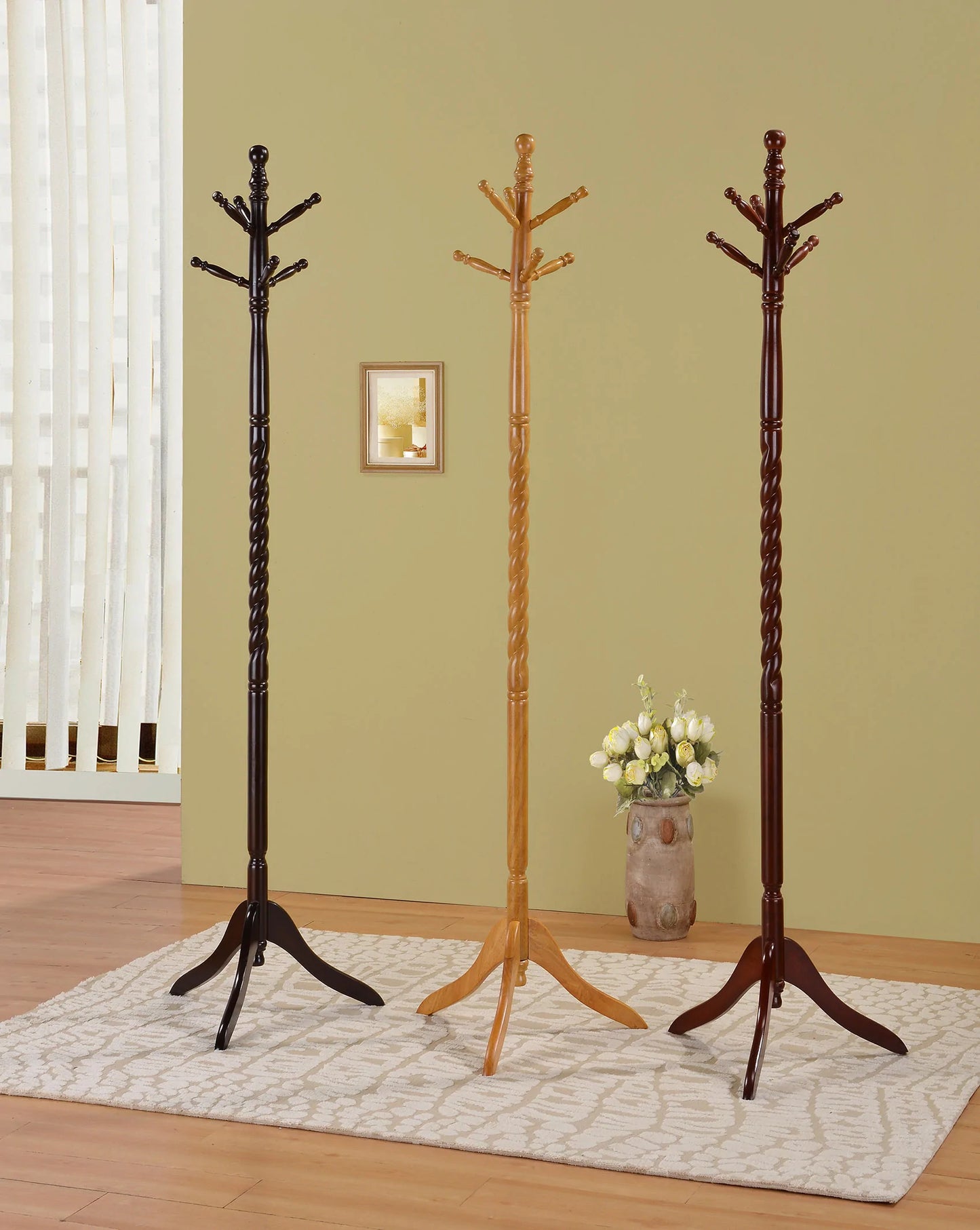 Wood Hall Tree Comes in Cherry, Espresso, or Oak Finish - GracePalaceFurniture
