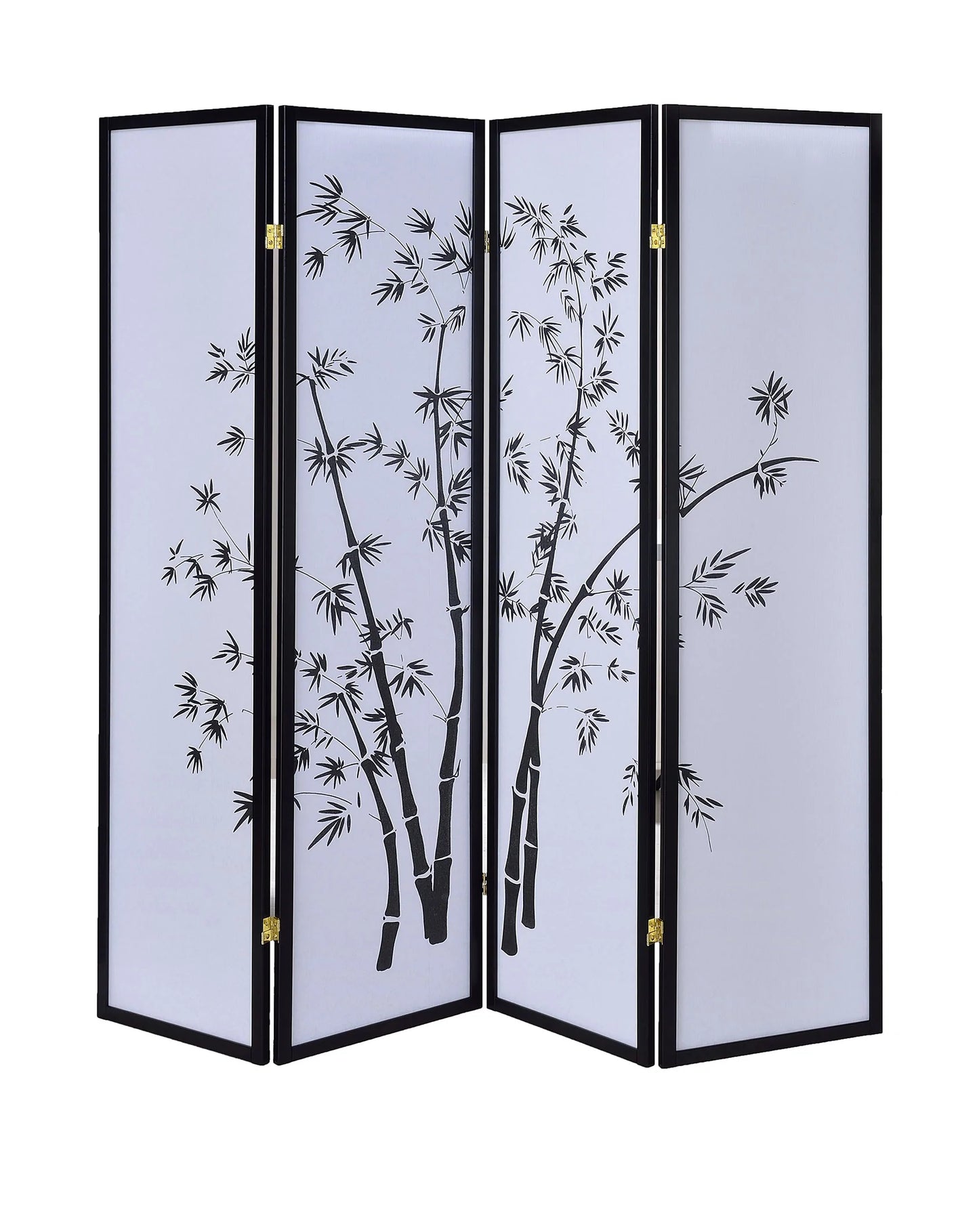 3/4 Panel Shoji Screen Bamboo Design Black - GracePalaceFurniture