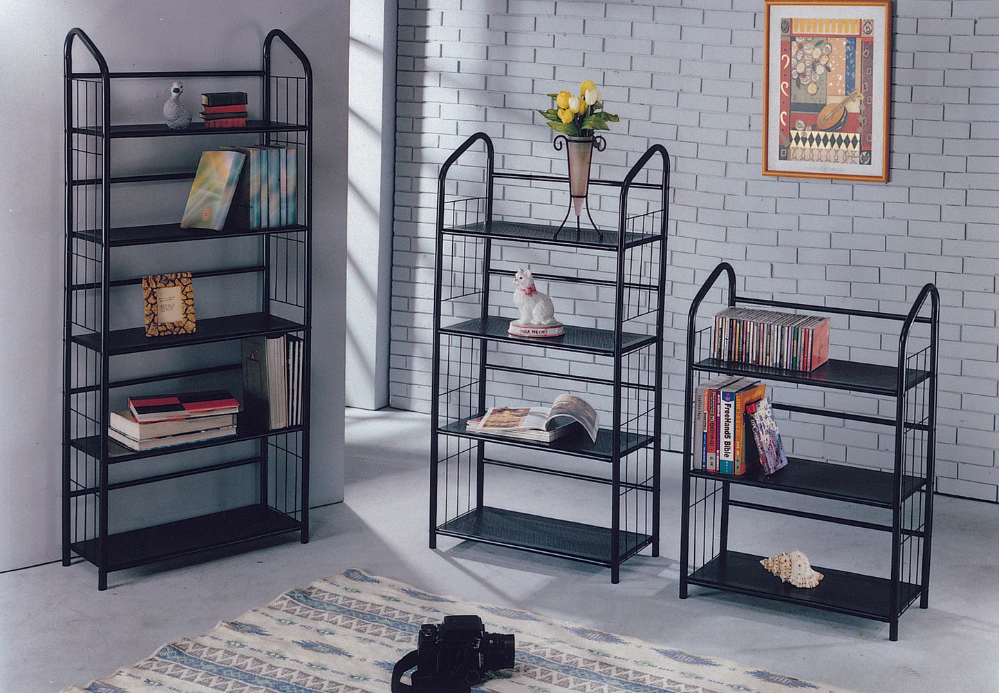 Metal Bookshelf Black 3,4,5 tier - GracePalaceFurniture