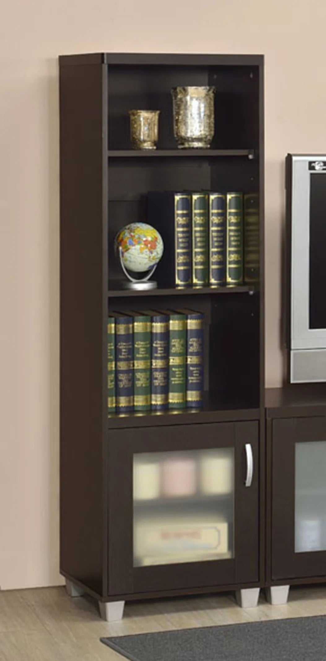 Left Pier or Right Pier BookShelf Espresso Color - GracePalaceFurniture